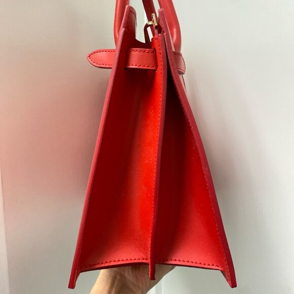 Teddy Blake Kate Stampatto 12" Italian Leather Handbag in Red, New without Tag - Picture 2 of 9